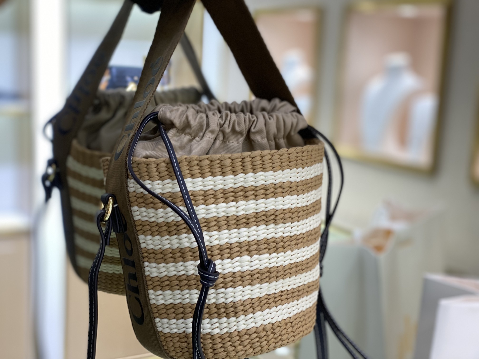 Chloe Small Woody Basket In Natural Fibers 